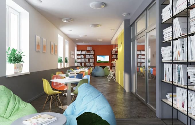 design 3d school interior designs for learning spaces,3d stem lab, libraries