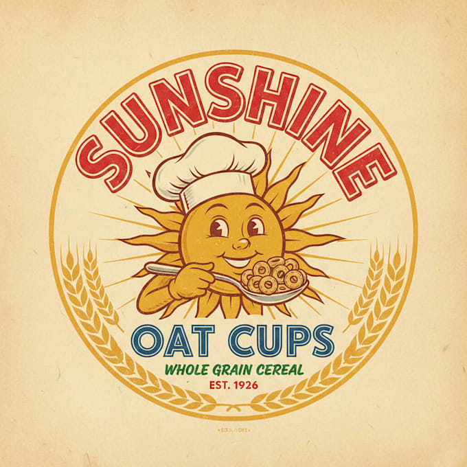 design a nostalgic vintage cereal logo