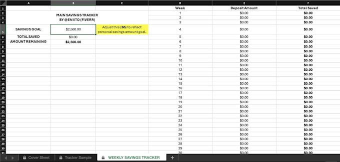 create a printable weekly savings challenge with excel