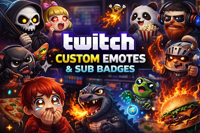 draw twitch emotes, animated emotes, chibi emotes, vtuber for streamer