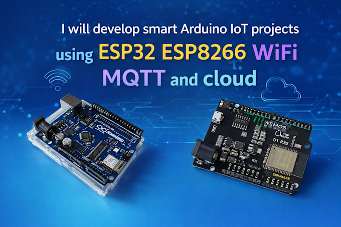 Sviluppa progetti iot arduino smart usando esp32 esp8266 wifi mqtt e cloud