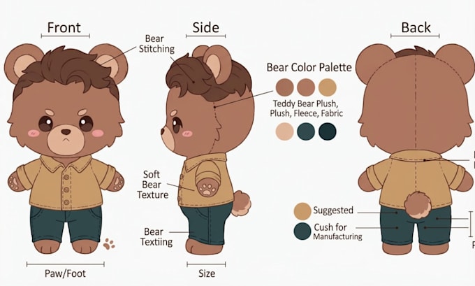 design custom plushie reference sheet stuffed animal character ych concept