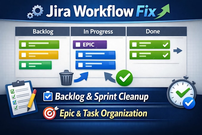 setup jira workflow fix board cleanup backlog sprint epic tasks
