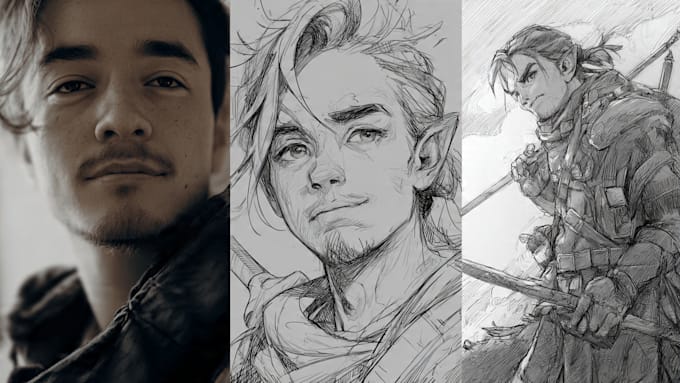draw anime, realistic portrait or dnd character