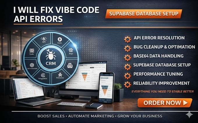 fix vibe code api error bugs cleanup base44 supabase database setup backend site