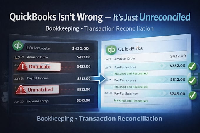 manage quickbooks bookkeeping and transaction reconciliation