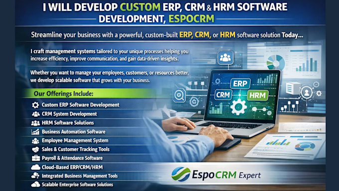 develop custom erp, CRM and hrm software development, espo CRM, espocrm