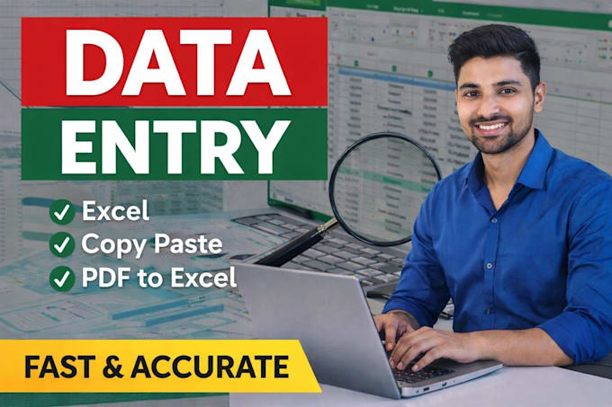 fast data entry in excel, PDF to excel, and data typing