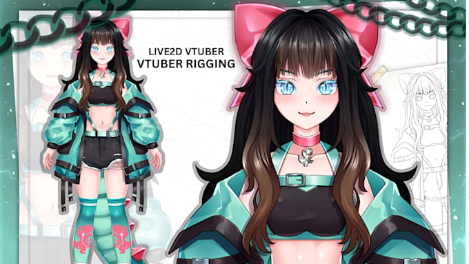 draw and rig vtuber model live2d rigging anime vtuber for streaming