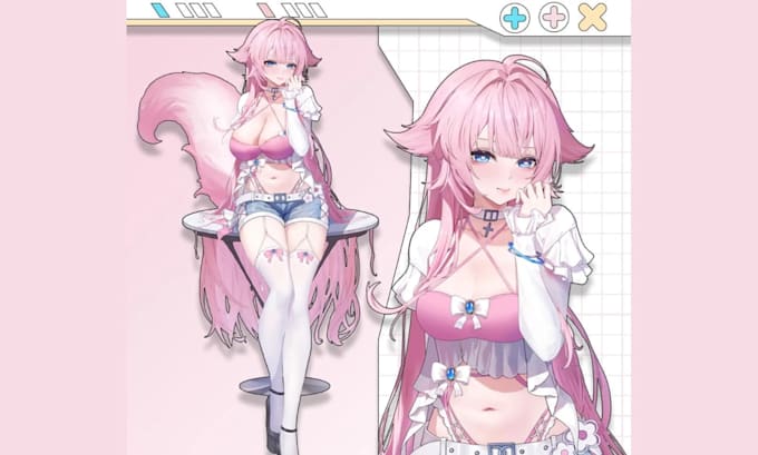 draw rig live2d vtuber model, live2d vtuber model, anime vtuber model,live2d rig