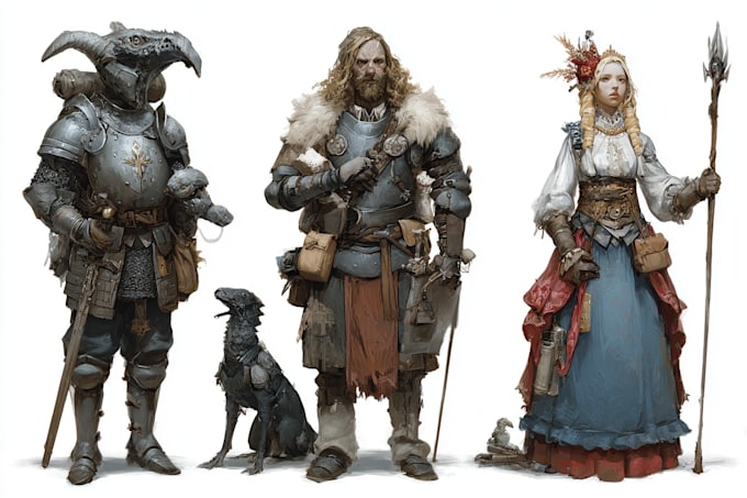 draw fantasy character art for  party