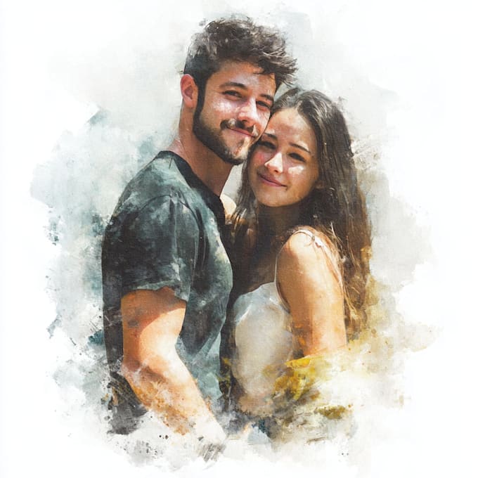 draw a watercolor couple portrait