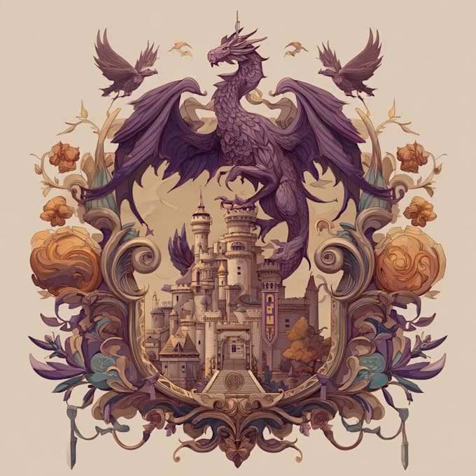 create a detailed fantasy logo illustration