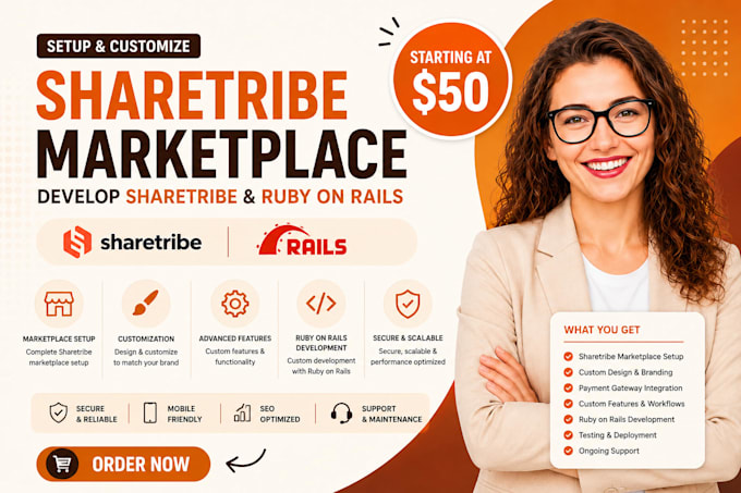 setup and customize sharetribe marketplace, develop sharetribe and ruby on rails