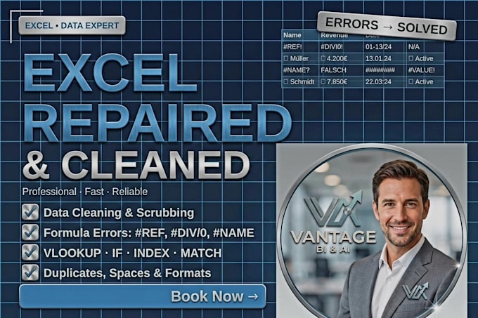 clean messy data and fix complex excel formulas