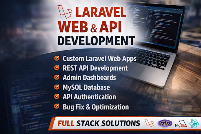 develop laravel full stack web application, react with API backend