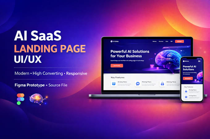 Design a high converting ai saas landing page ui ux in figma by Winners ...
