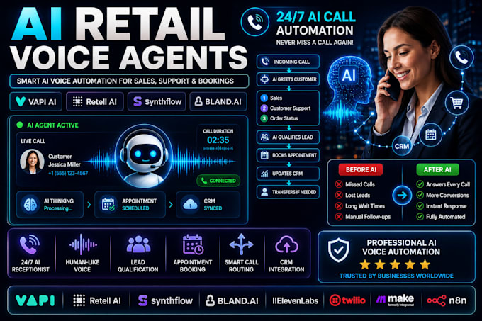 build ai retell, ai receptionist, ai voice agent vapi, ai agent, n8n automation