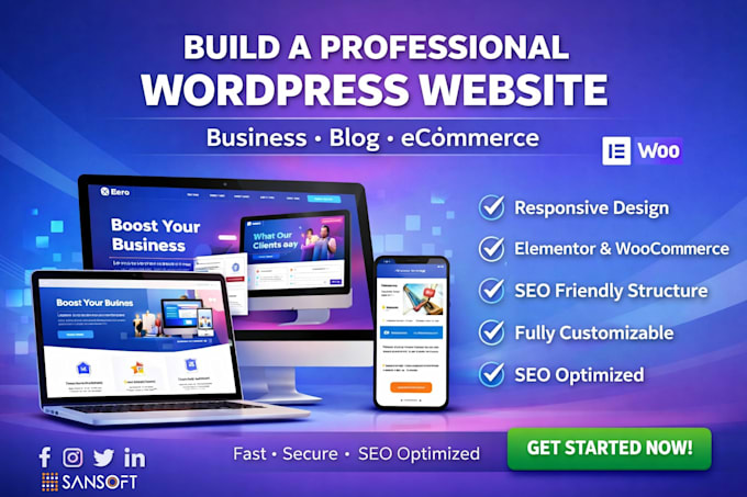 build a professional wordpress website, business, blog or ecommerce website
