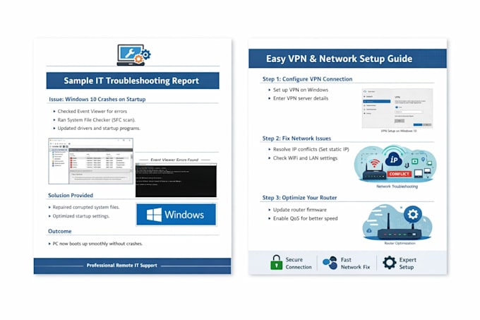 provide IT support for windows office 365 VPN and networking