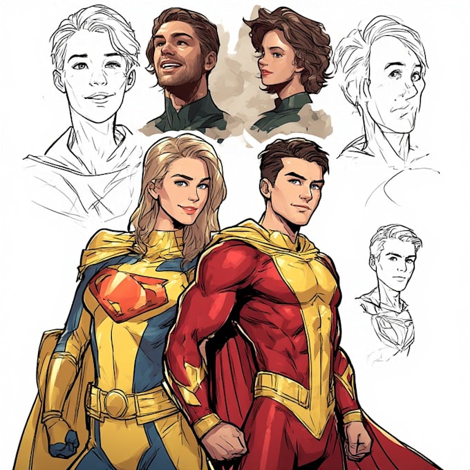 make a super hero comic or character illustration