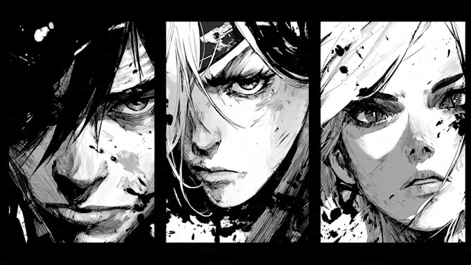 Draw black and white cool manga artwork by Earleciudson | Fiverr