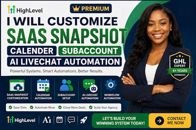 customize saas snapshot calender subaccount ai livechat automation