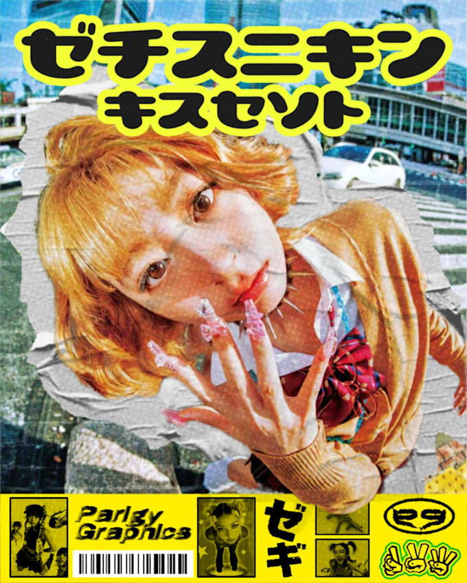 dinamic digital poster y2k and lettering