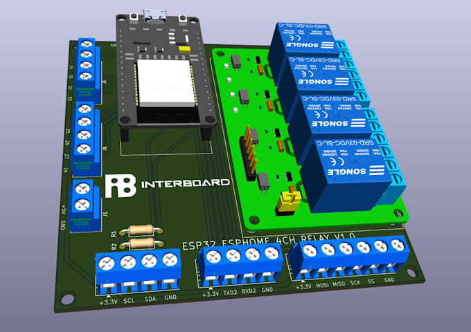 design motor driver and relay control pcb design with circuit schematic, gerber