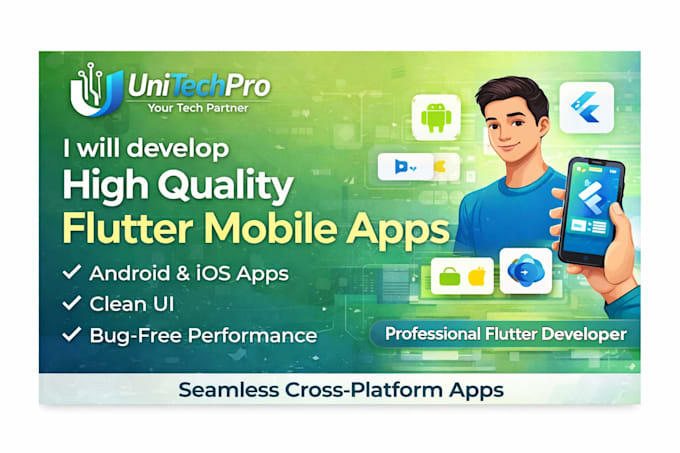 develop high quality flutter mobile apps for android and ios