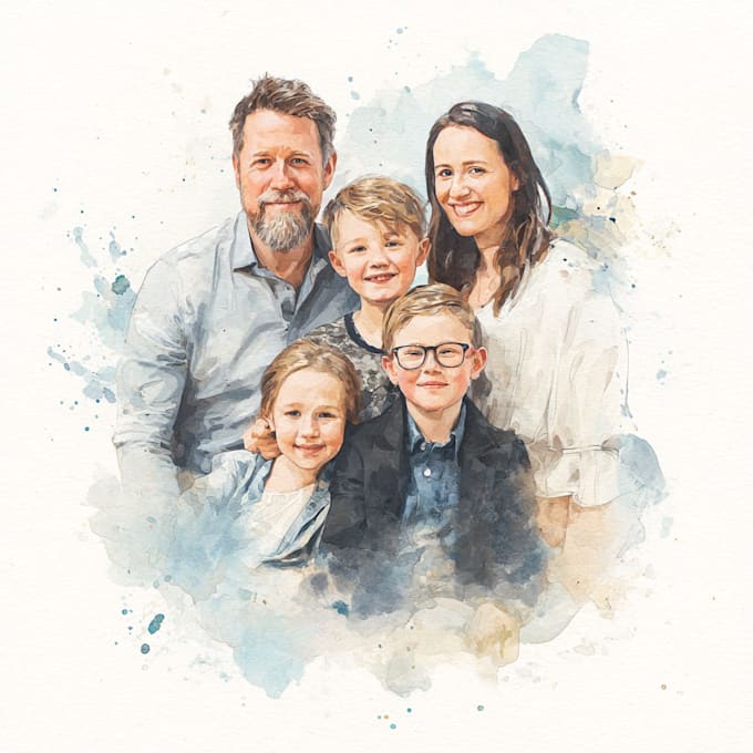 Merge multiple photos into amazing watercolor family portrait by ...