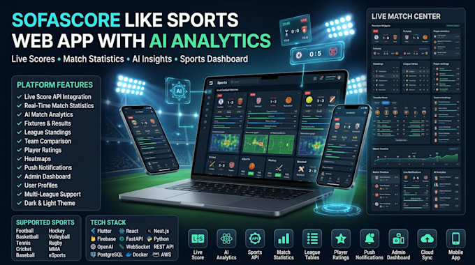 build a sofascore like sport web app with live scores and ai analytics