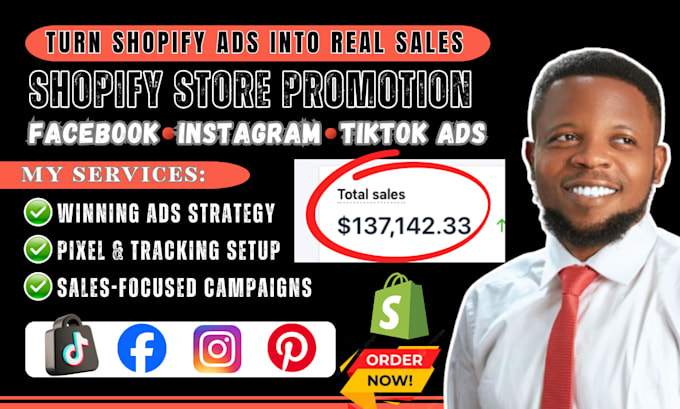 setup shopify ads, meta ads, tiktok ads, shopify store promotion to boost sales