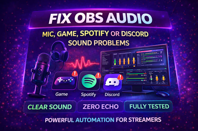 fix obs audio issues, mic, game, spotify or discord sound