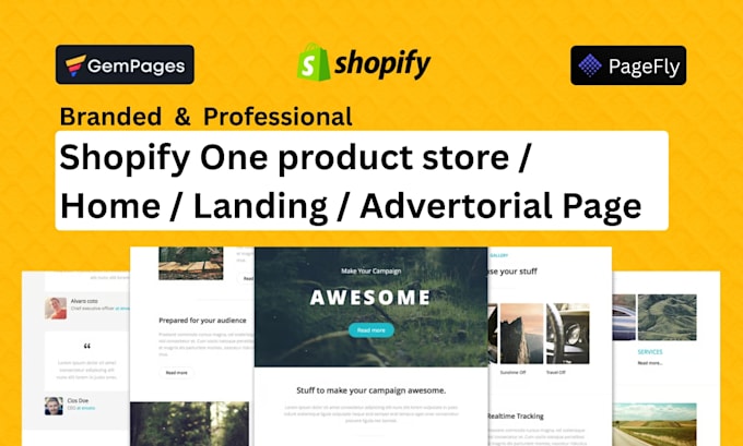 build shopify one product page, one product landing page by gempages or pagefly