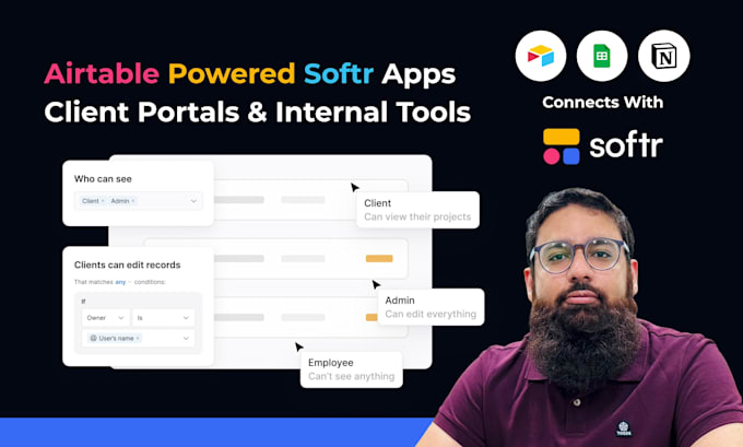 build any softr app using airtable or notion