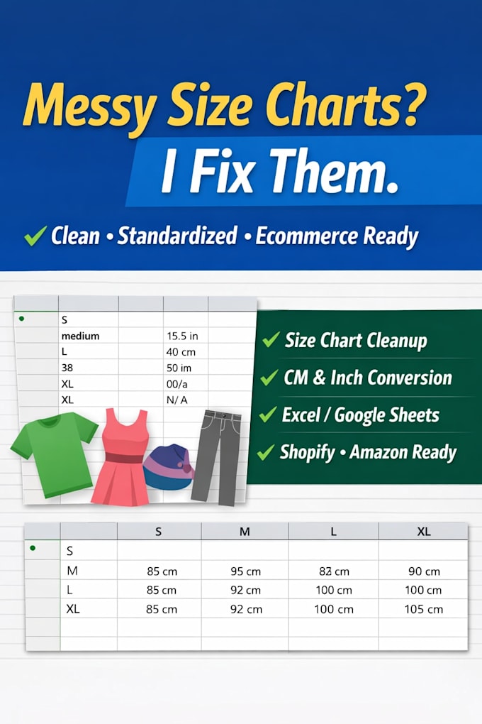 clean fashion size chart data
