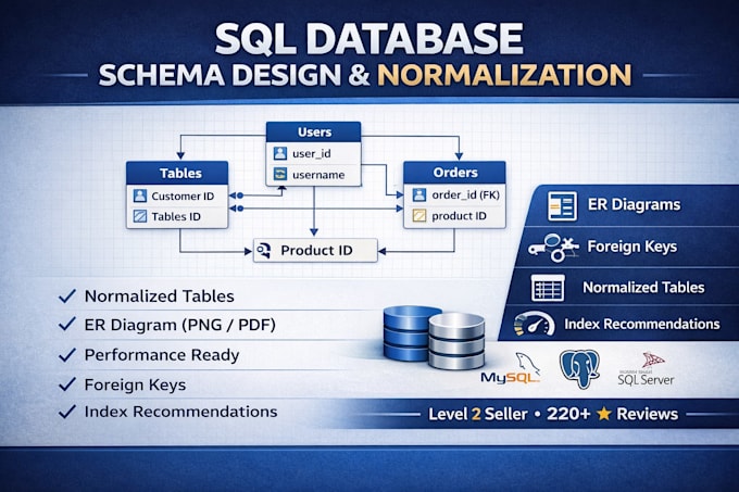 design high performance normalized sql database schema for your application