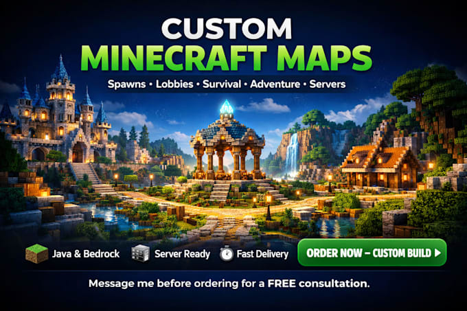 Build custom minecraft maps, spawns, lobbies, survival, adventure ...