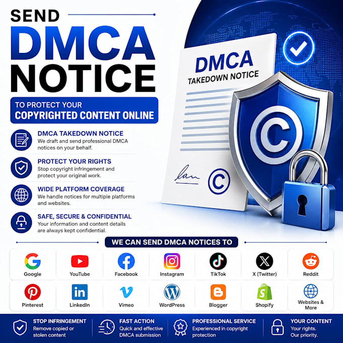 send  dmca notice to protect your copyrighted content online