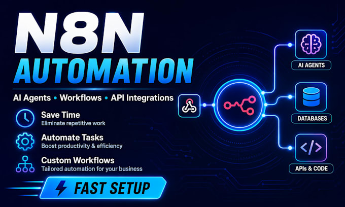 build n8n automation workflows, ai agents and API integrations