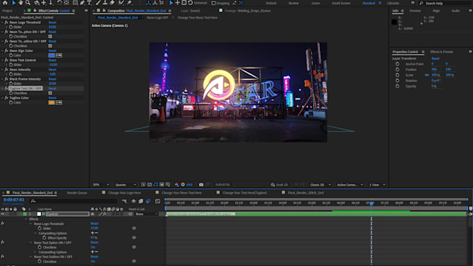 create a cool neon rooftop logo animation for your brand