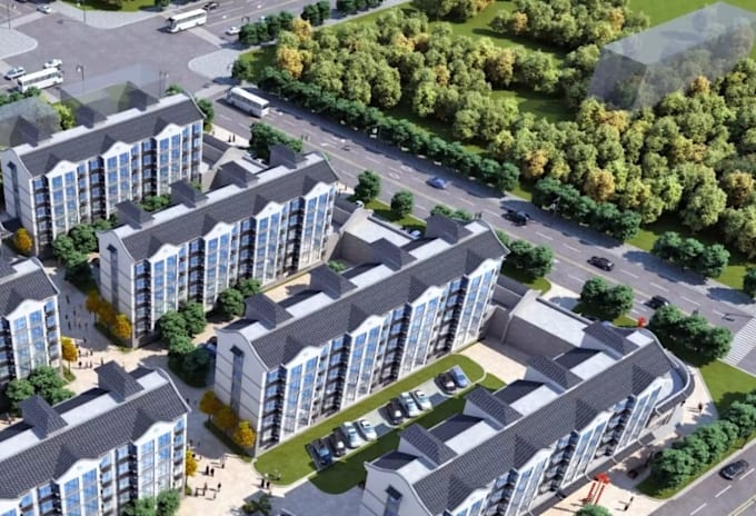 3d urban housing design,mid rise building,cgi exterior,landscape render ...
