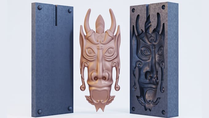 design 3d split casting, silicone mold design, plastic molding and 3d printable