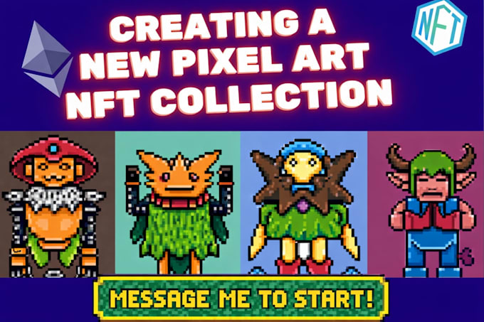 create pixel art nft collection, crypto punk style with traits and metadata