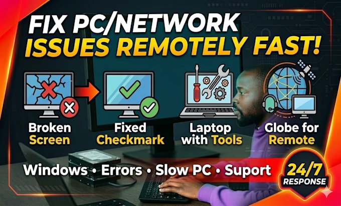 fix windows PC network issues errors remotely fast IT support