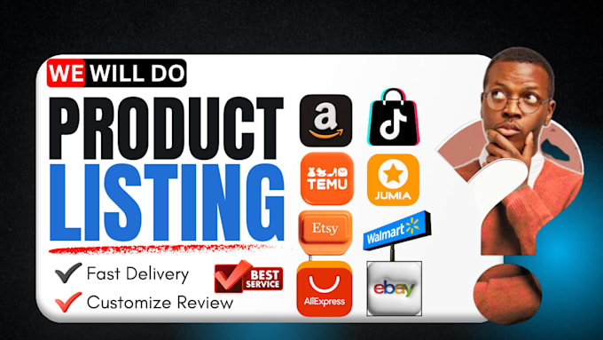 we wll do product listing, upload, and import on amazon, ebay, shopify