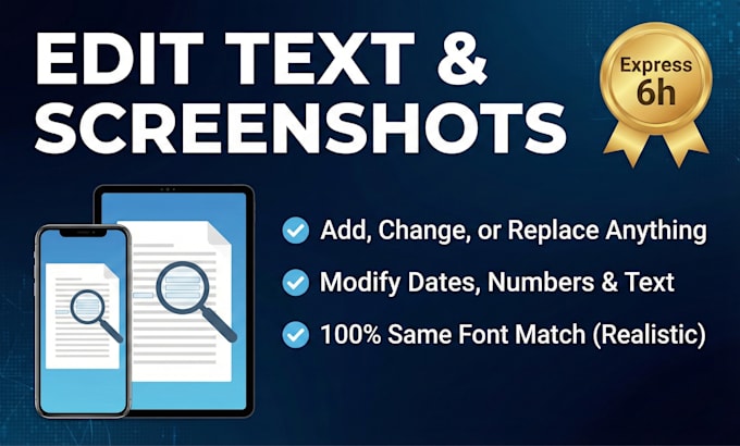 editable text, add, changes, replace anything screenshot or image in 1 hour