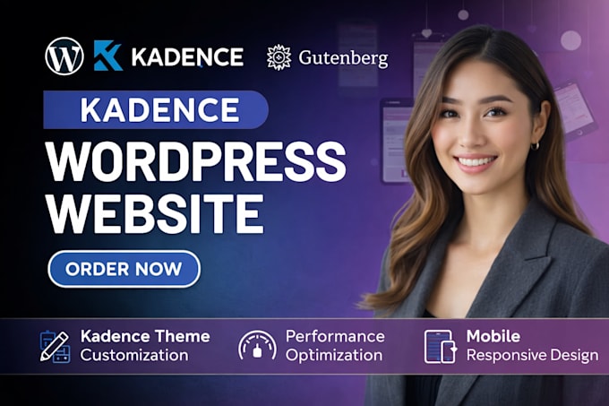 create or develop wordpress website with gutenberg, kadence pro, kadence block