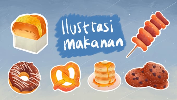 create food illustration with unique style